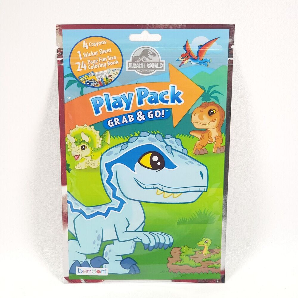 Jurassic World Grab and Go Play Pack Coloring Book Bendon Sealed Dino Kids Fun